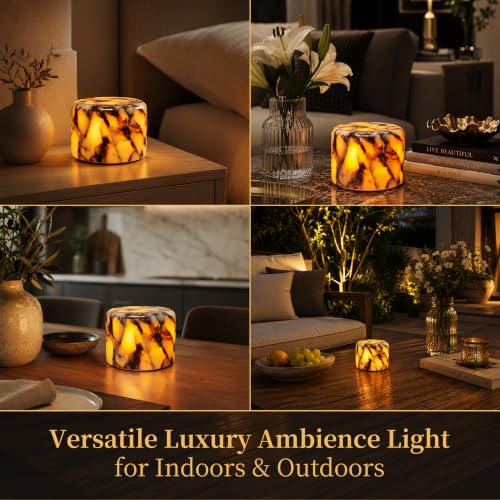 AOPO Calacatta Viola Natural Marble Touch Dimmable Table Lamp Night Light