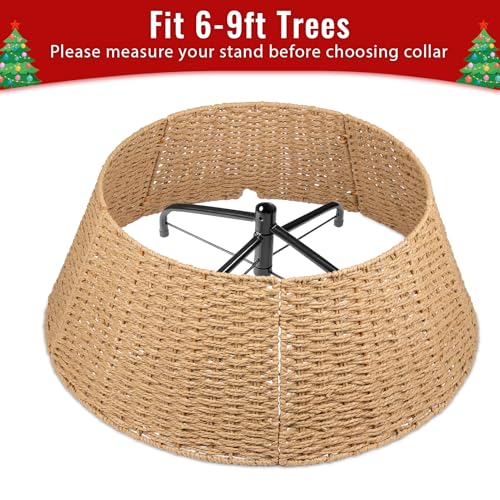 Bribay Natural Wicker Woven Christmas Tree Collar 28 Inch - 4 Pack