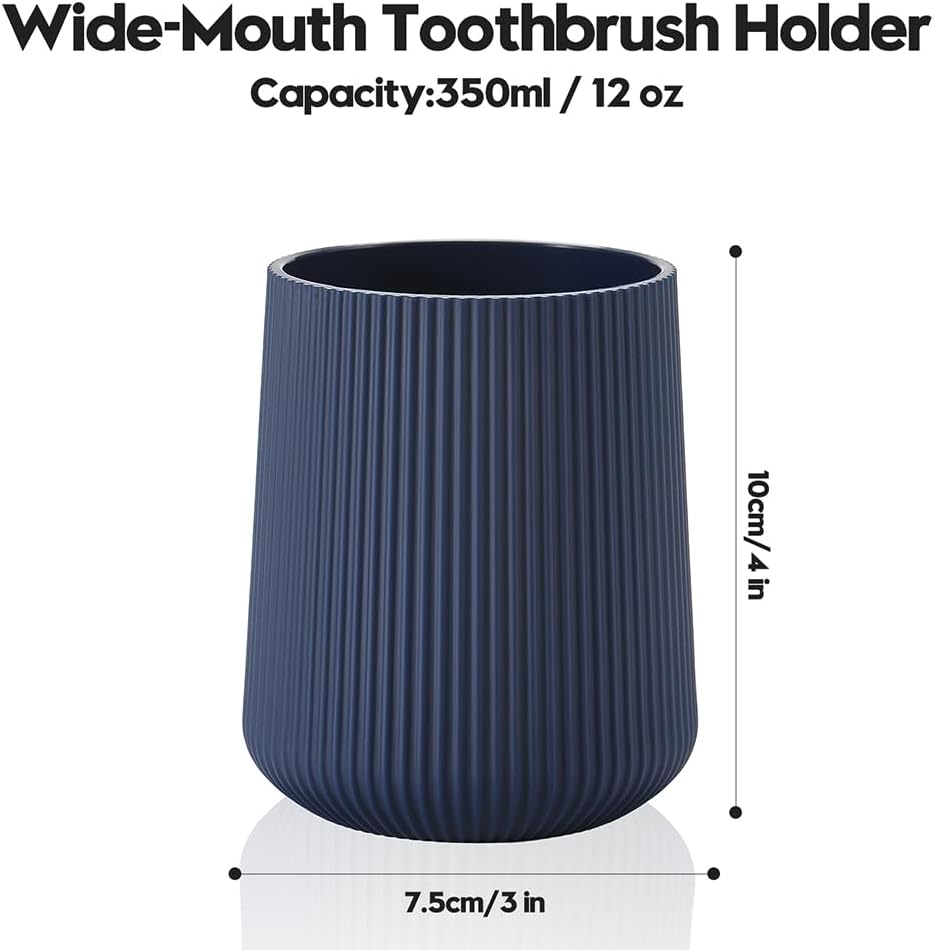 YAUKPH Navy Blue Striped Toothbrush Holder - Electric Toothbrush Organizer for Kids & Adults