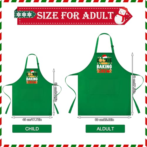 Suhine Kids Green Christmas Aprons with Pockets - Set of 4