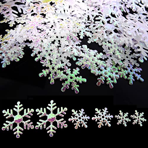 Honbay 800Pcs White Snowflakes Confetti for Christmas Party Wedding Decor (3 Sizes)