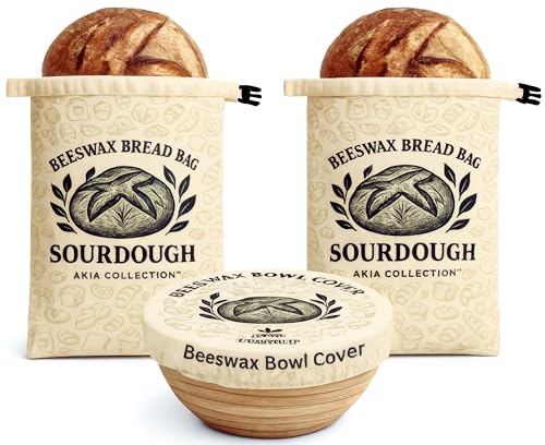 Reusable Beeswax Bread Bags Set for Sourdough & Homemade Loaves - XL Cotton, Food Safe, Zero Waste