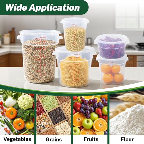 FSUON 4 Pack 22 Qt Round Food Storage Containers with Lids - Translucent