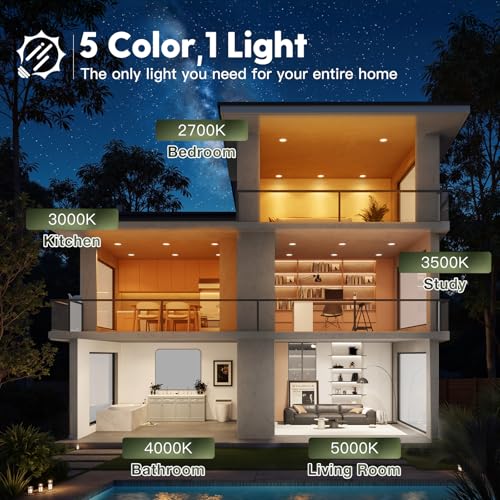 24 Pack 4 Inch LED Recessed Lights with Junction Box, 5CCT, 700 Lumens