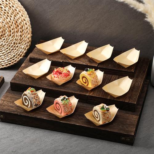 Disposable Bamboo Sushi Boat Plates - 500 Pack for Appetizers & Party Events