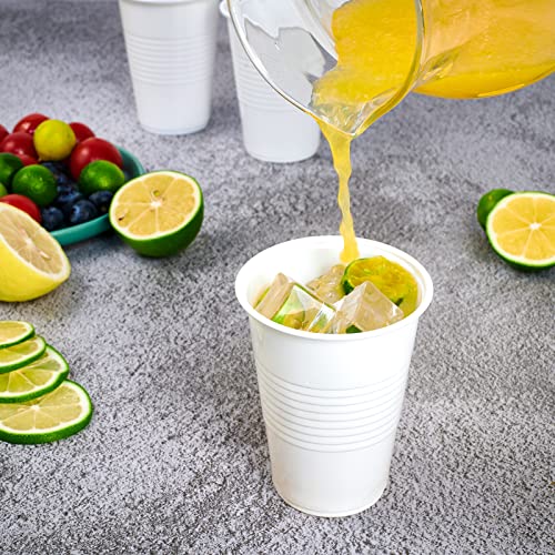 Disposable Plastic Cups 7 oz White Pack of 2000 - Durable & Suitable for Cold Drinks