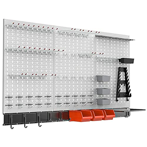 Grey 109 pcs Pegboard Wall Organizer 48x24 in Garage Metal Storage System