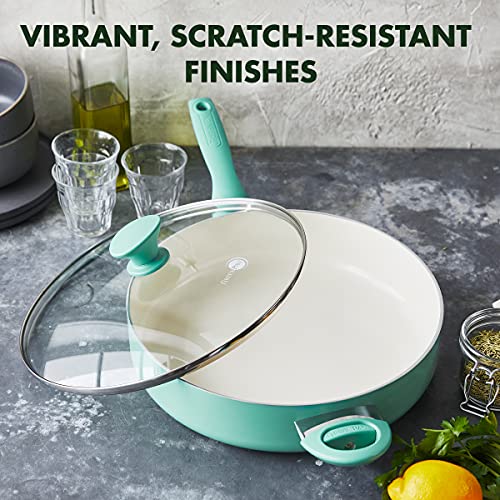 GreenPan Rio 5QT Saute Pan with Lid - Turquoise, Ceramic Nonstick, PFAS-Free