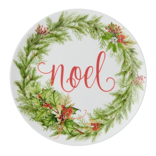 Mikasa Holiday Festive Garland Appetizer Plates Set of 6, 7-inch Bone China Christmas Partyware