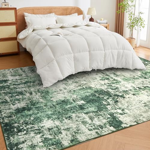 8x10 Green Washable Non-Slip Area Rug for Bedroom Living Room & Dining