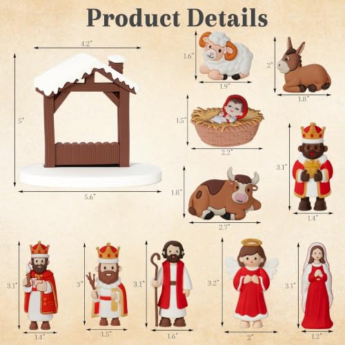 Nativity Scene Set 11 Mini Figurines Holy Family Christmas Display