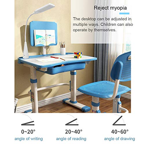 Blue Kids Desk and Chair Set - Adjustable Study Furniture for Children 3-15 Years