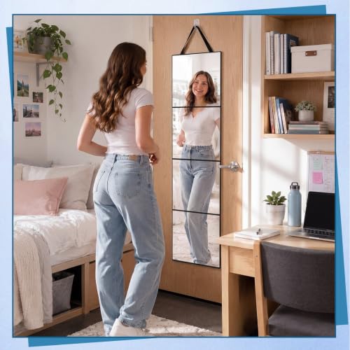 Black 4-Piece Foldable Full Length Mirror for Dancers and Travel - 47.2 x 13.4 Inches