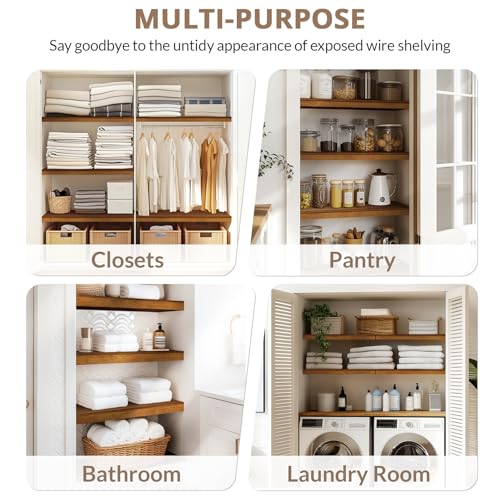 Gashell Bamboo Wire Shelf Cover 24W x 12D for Pantry & Closet Storage