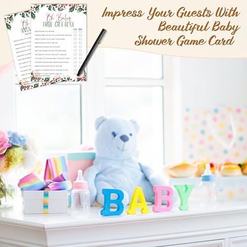 Christmas Baby Shower Games Cards Set - Red, Green & White, 25 Fun Party Games for Gender Reveal & Holiday Celebration