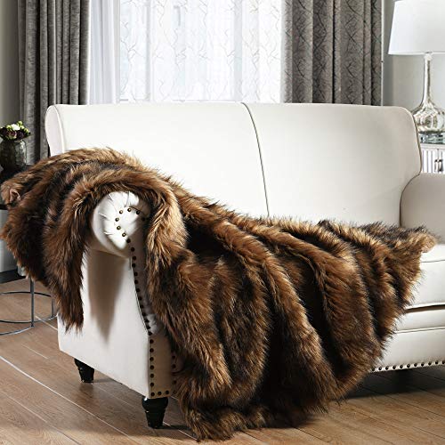 HORIMOTE HOME Faux Fur Throw Blanket - Brown 50x60 Inches Plush & Warm Variation