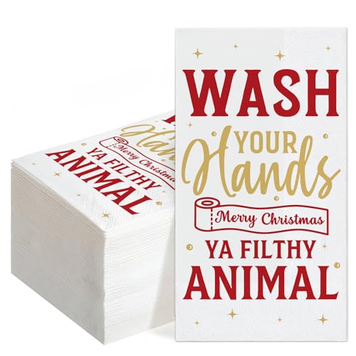 Home Alone Christmas Paper Guest Towels - Festive 50 Pack Hand Napkins, Holiday Bathroom Decor