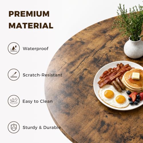 Jocoevol Vintage 46-Inch Round Dining Table for 4 with Storage - Space Saving Wood Kitchen & Dining Room Furniture