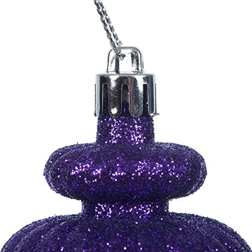 Vickerman 4in Finial Christmas Ornaments - 8 Pack Shatterproof Purple Finial Decorations