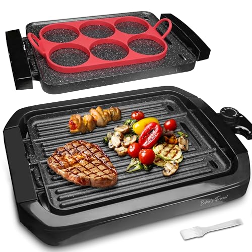 Baker’s Friend Indoor Griddle & Grill Panini Press 2-in-1 Electric Reversible Plate