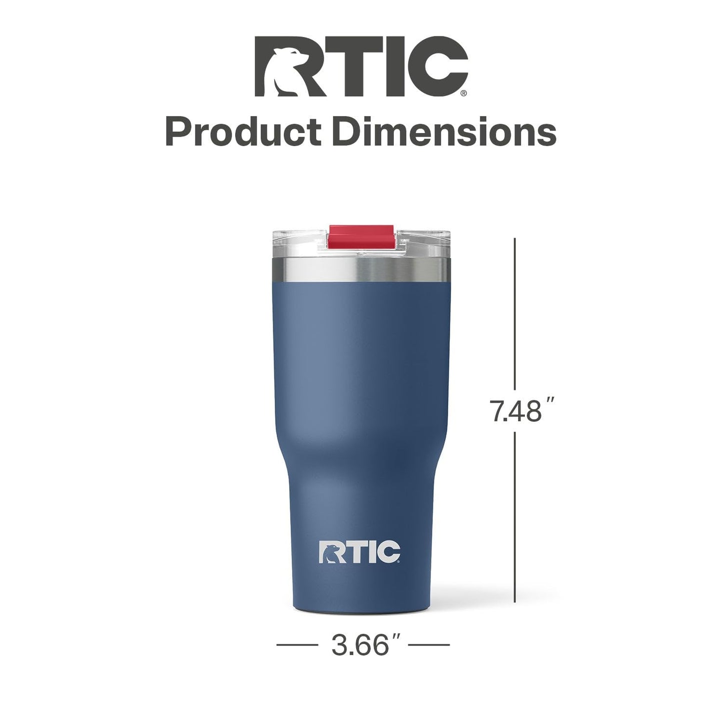 RTIC 20oz Essential Tumbler with Lid, Ceramic Lined, Insulated, Stainless Steel, Metal, Double Wall Vacuum-Insulation, Travel Cup for Iced Coffee, Tea, Hot and Cold Drink, Patriot