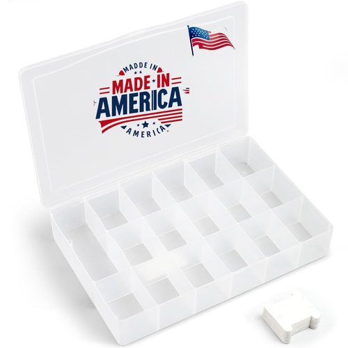 BULK PARADISE Embroidery Floss Organizer Box with 50 Cardboard Bobbins - 17 Compartments Clear embroidery thread organizer box, Snap-Tight Clear Sewing Organizer - Jewelry Bead Holder (Made in USA)