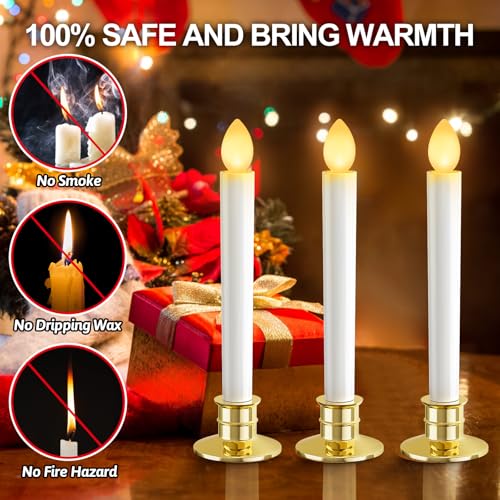 OCATO White Christmas Window Candles Lights Battery Operated 10 Pack with Remote & Timer