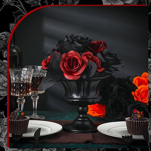 Black Metal Compote Vases Set of 12 Pedestal Stands for Centerpieces