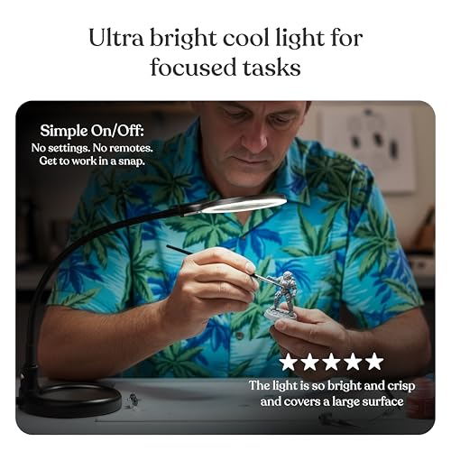 Magnifying Desk Lamp 2.25x Light with Flex Arm - White, 5 Diopter