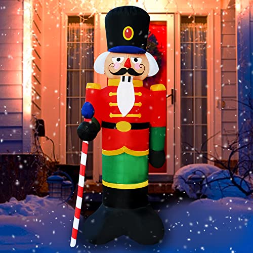 SEASONBLOW 8 ft Light Up Inflatable Nutcracker House Guard - Yard Christmas Decoration
