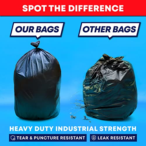 Veska 150 Pack Heavy Duty 55 Gallon Trash Bags Black Outdoor Garbage Liners
