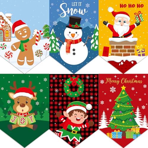 Breling 6 Pcs Christmas Kitchen Curtains Christmas Window Valance Curtain Decoration Xmas Rod Pocket Short Drapes Set for Classroom Living Room Bedroom Holiday Decor 36x24 in(Xmas Cartoon Character)