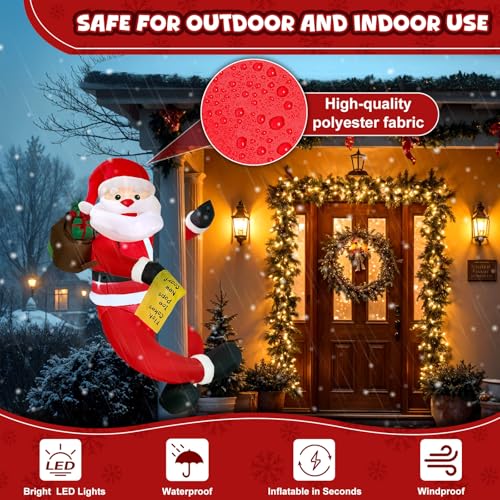 OurWarm 6 ft Christmas Inflatable Santa with Gift Bag • Built-in LED Lights