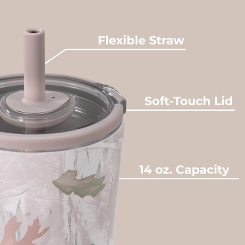 HydroJug Everyday Tumbler 14 oz – Ceramic-Lined Insulated Tumbler with Straw and Soft-Touch Lid, Cup Holder Friendly, Double-Wall Vacuum Insulation, Reusable Travel Cup – Camo