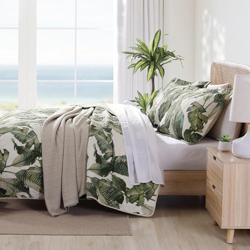Tommy Bahama King Quilt Set with Shams - Lightweight Cotton Bedding