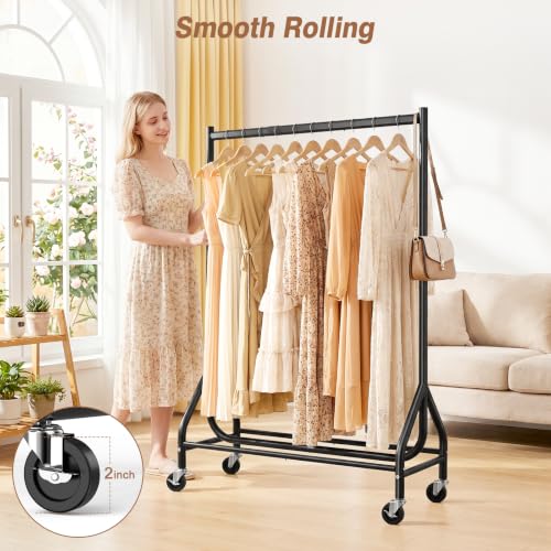 Heavy Duty Clothing Rack 268 LBS Load Capacity, 31.5 Inch Hanging Rod, Black - Compact & Stable