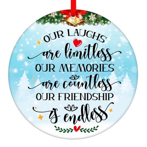 WaaHome Our Friendship is Endless Christmas Ornaments Friend Gifts for Women, Best Friend Ornaments for Christmas Tree Decorations Friendship Gifts for Friends Female Women