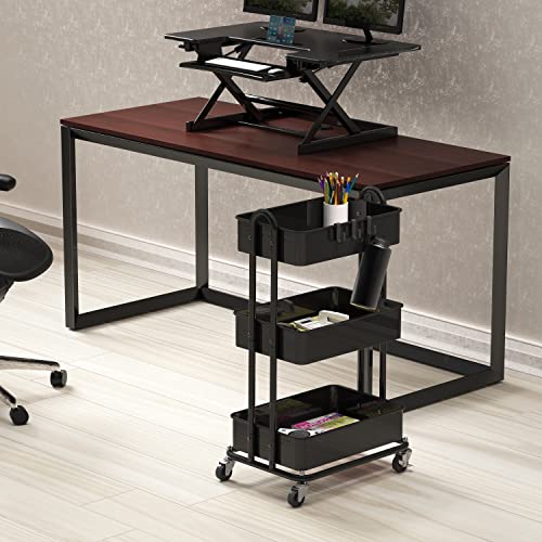 Simple Houseware Black 3-Tier Heavy Duty Metal Utility Rolling Cart