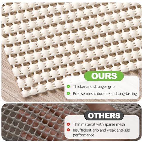 Non-Slip Rug Pad 9x12 FT - White, Cushioned Floor Protector & Noise Reducer