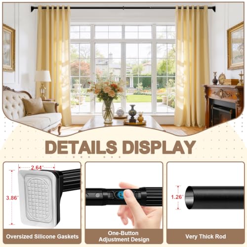 YNL Heavy Duty Black Tension Curtain Rod 41-173 Inch No Drilling, Renter-Friendly
