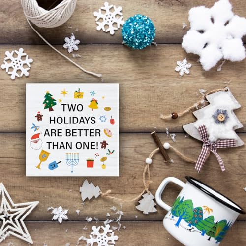 Christmas Hanukkah Decor Two Holidays Are Better Than One Wood Sign