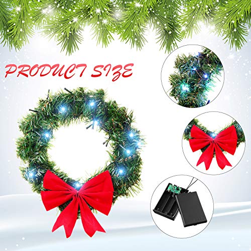 Honoson 11.8 Inch LED Christmas Wreath for Car with 5 Nylon Ties