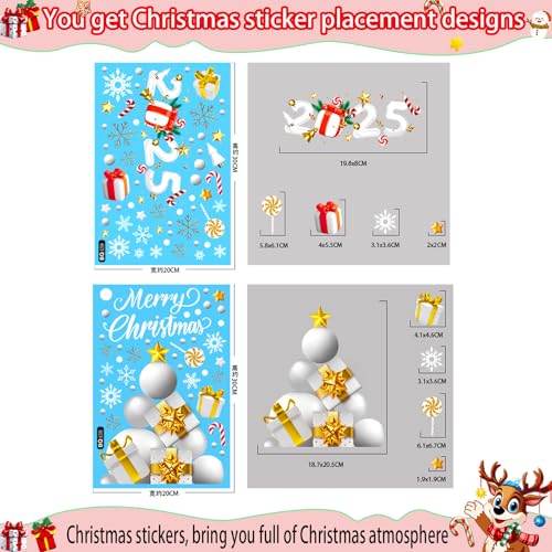 RUPOFUZA 274Pcs Reusable Double Sided Static Christmas Window Stickers Snowman Santa Snowflake Holiday Decals