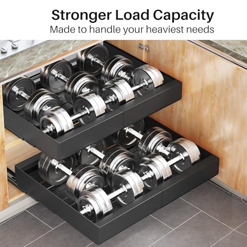 Kitstorack Black Expandable Pull-Out Cabinet Organizer 21"D x 12-20"W
