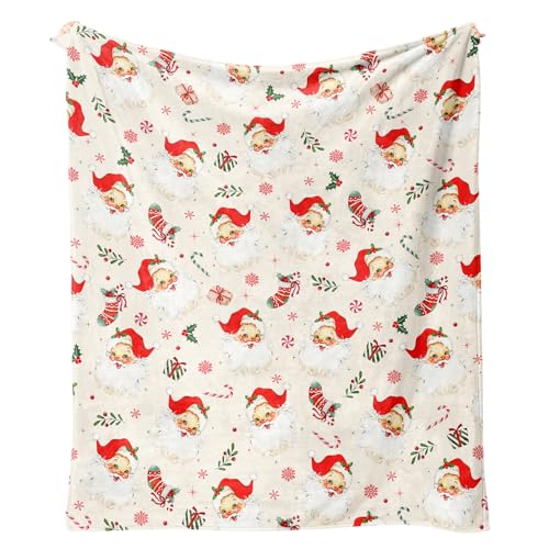 Christmas Santa Throw Blanket 50x60in - Soft Flannel Cozy Decorative Blanket