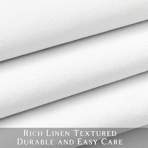 52W x 63L Linen Blackout Curtains - White, 2 Panels for Bedroom
