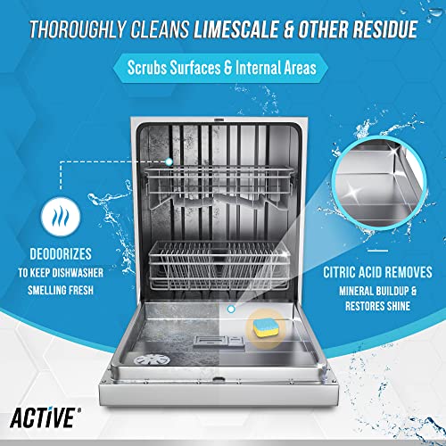 ACTIVE Dishwasher Cleaner Deodorizer Tablets 48 Pack - Deep Limescale & Odor Removal