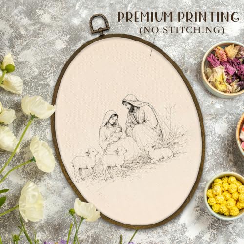 LLOKARNORA Christmas Nativity Scene Oval Canvas Wall Art Decor - Festive Holiday Home Accent