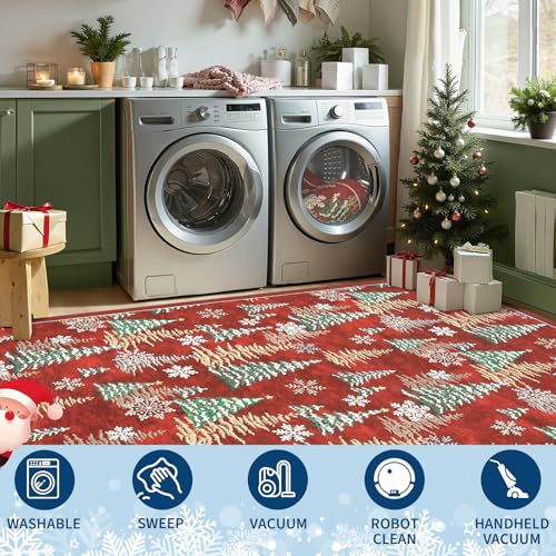 GarveeHome Red 2.5ft x 8ft Christmas Rug - Non-Slip Washable Holiday Runner