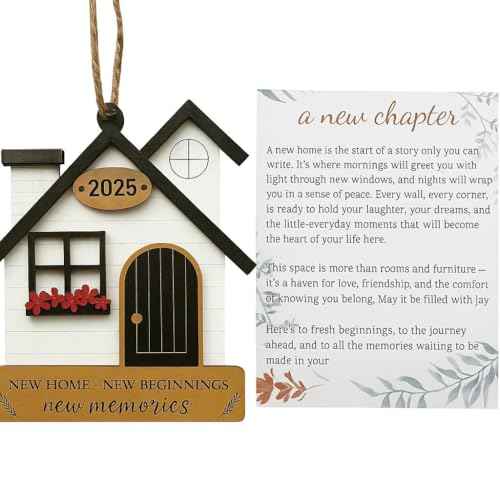 Family Christmas Ornaments ? Christmas New Home Ornament 2025 with Story Card, Housewarming Gift, First Christmas in New Home Keepsake, Tree & Car Hanging Decoration (White)